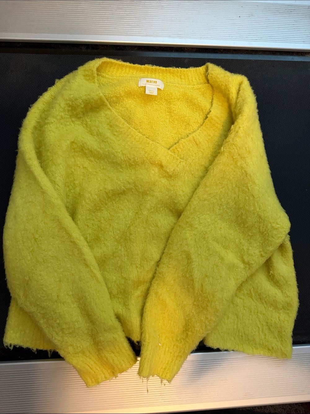 Maeve Bright Yellow Plush V-Neck Sweater